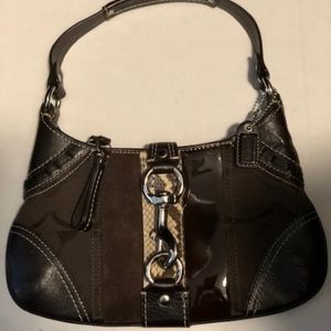 Authentic Coach Signature Stripe Python Handbag